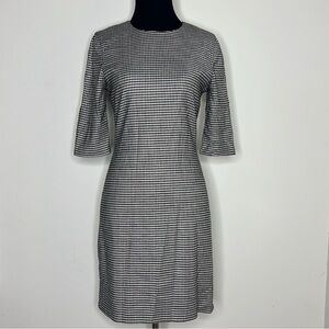 ALICE + OLIVIA White Black Houndstooth Delora 3/4 Sleeve Dress M
